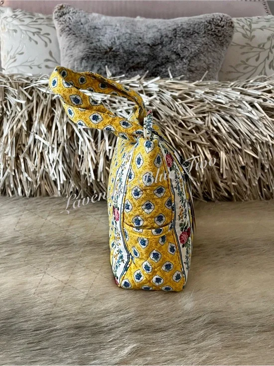 NEW Vintage VERA BRADLEY Elizabeth 1997 Hampton Zip Handles Yellow Blue Floral - Picture 5 of 14